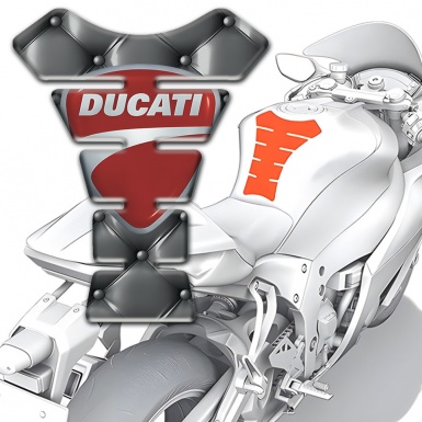 Ducati Tank Pad Motorbike Gray Leather Effect with Classic Logo