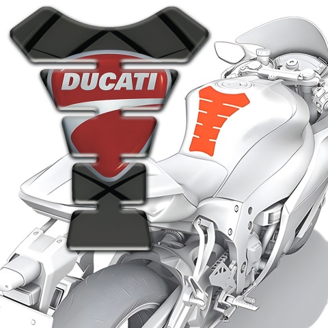 Ducati Tank Guard Pads Dark Gray with Black Patterns Print 