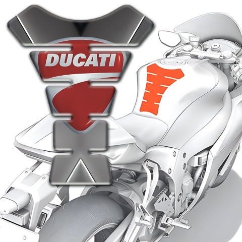 Ducati Tank Protector Gray Base with White Stripe Print 