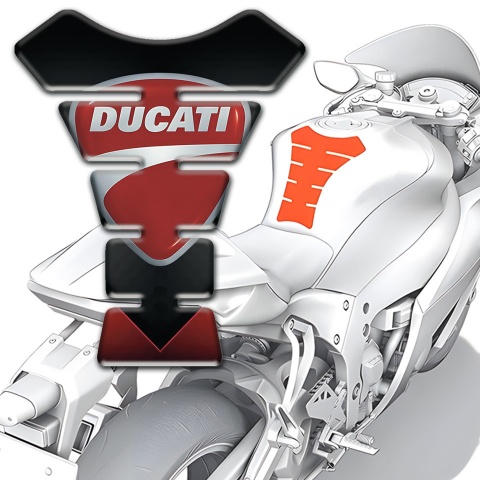 Ducati Tank Pad Protector Premium Quality Design with Classic Gray Red Logo 