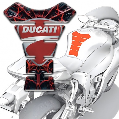 Ducati Tank Protector Red Spider Web Base Classic Logo Design 
