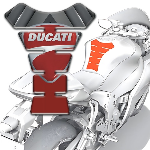 Ducati Tank Pad Protector Amazing Gray Red Print