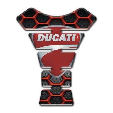 Ducati Tank Guard Pads 3D Red Grid Design with Classic Logo