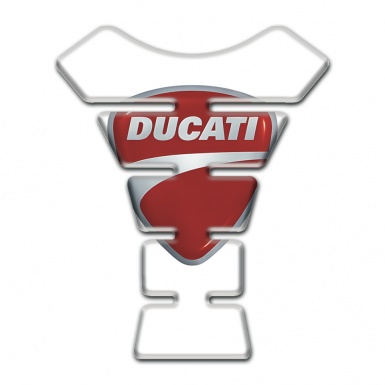 Ducati Tank Guard Pads White Print with Classic Logo 