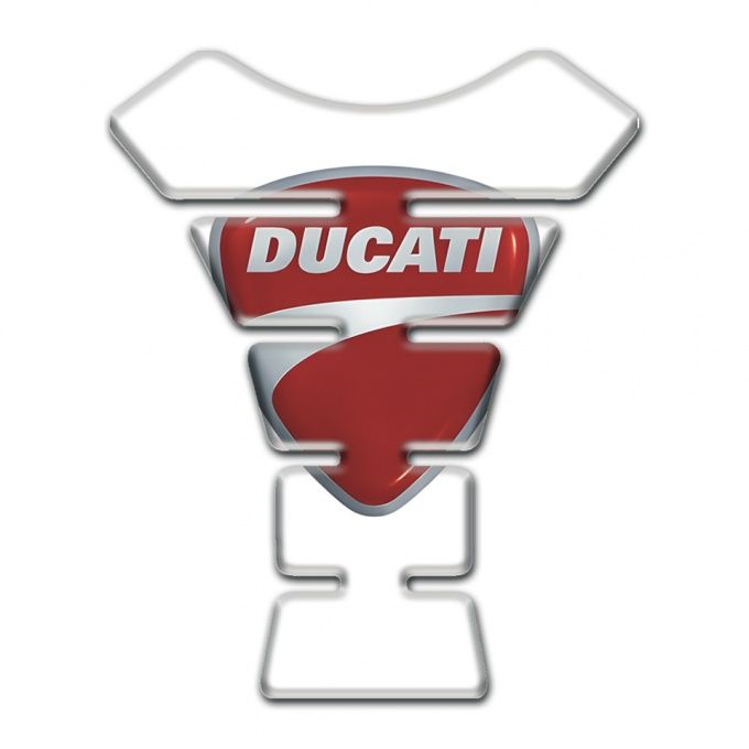 Ducati Tank Guard Pads White Print with Classic Logo 
