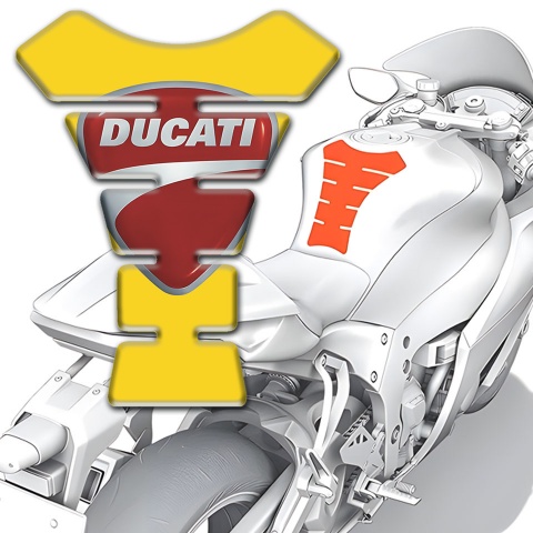 Ducati Tank Pad Motorbike yellow Print Classic Logo 