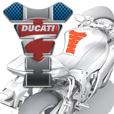 Ducati Tank Guard Pads Blue Perforated Surface with Gray Central Panel 