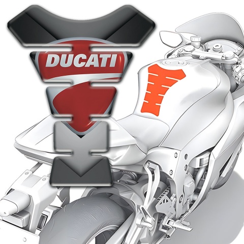 Ducati Tank Pad Motorbike Gray Nuance V Shape Decoration 