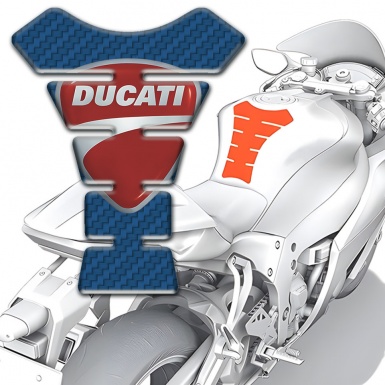 Ducati Tank Pad Motorbike Navy Blue Carbon Print Classic Logo 