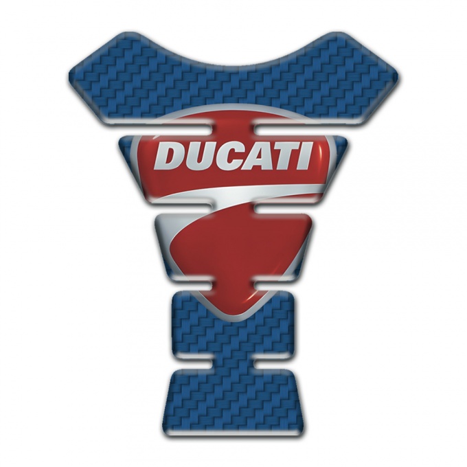 Ducati Tank Pad Motorbike Navy Blue Carbon Print Classic Logo 