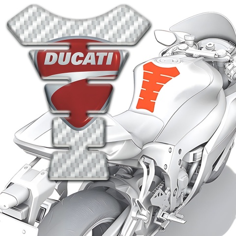 Ducati Tank Guard Pads White Carbon Print 