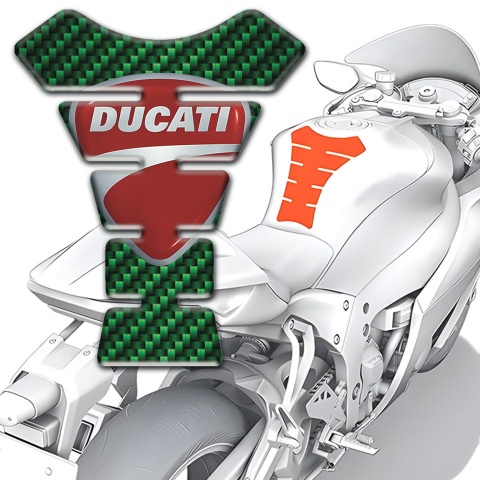 Ducati Tank Pad Protector Green Carbon Print 