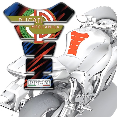 Ducati Tank Guard Pads New Logo Style Blue Red Patterns base 