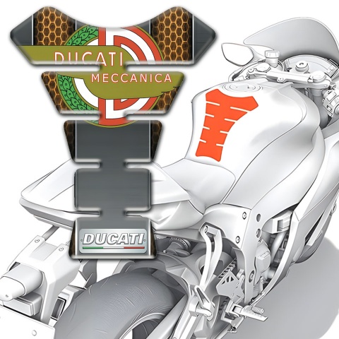 Ducati Tank Pad Protector Copper Honeycomb Motive Basis Multicolored Logo 