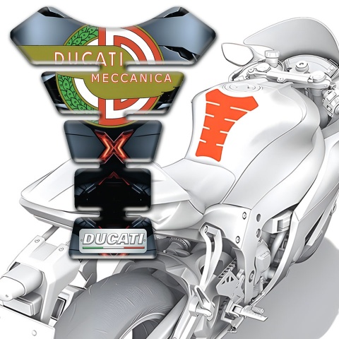 Ducati Tank Pad Motorbike Torn Effect Base with New Logo Style 