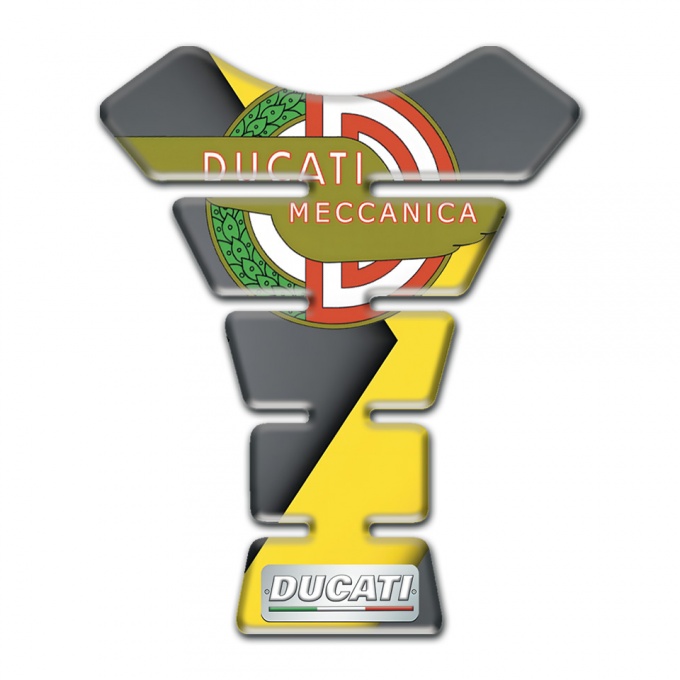 Ducati Tank Pad Protector Gray Yellow Design with Modern Logo 