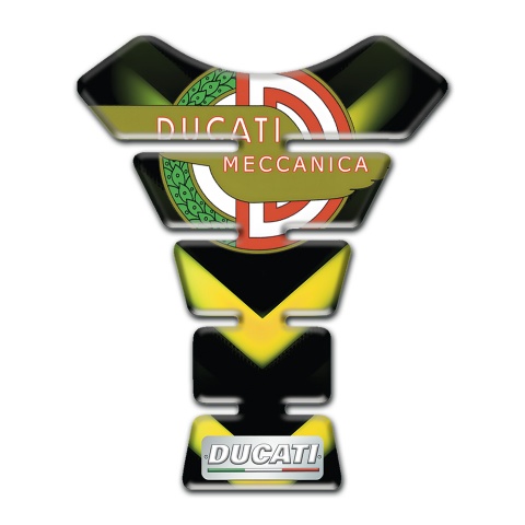Ducati Tank Protector Black Base with Green Yellow Patterns and Modern Logo Design 