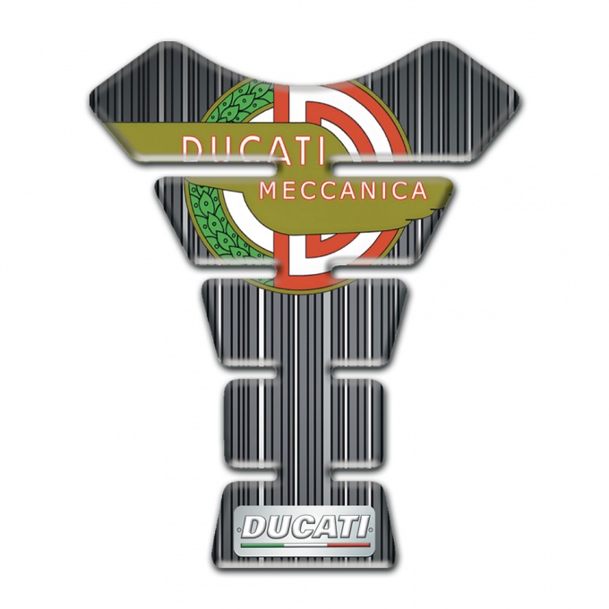 Ducati Tank Guard Pads Gray with White Stripes Base Modern Logo 