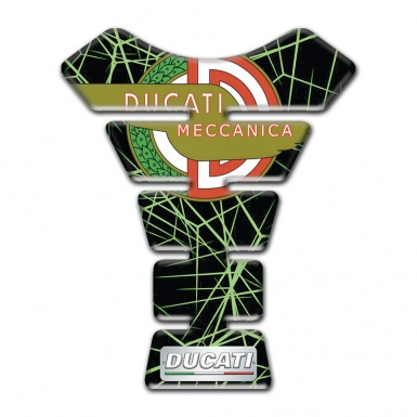 Ducati Tank Pad Motorbike Green Spider Web Design with Modern Logo 