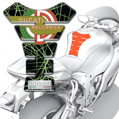 Ducati Tank Pad Motorbike Green Spider Web Design with Modern Logo 