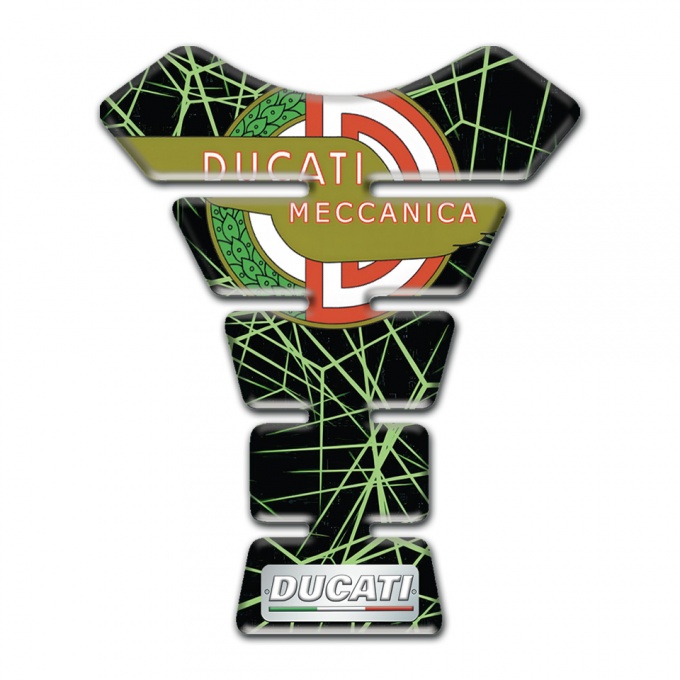 Ducati Tank Pad Motorbike Green Spider Web Design with Modern Logo 