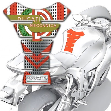 Ducati Tank Guard Pads Silver Red Design with Modern Logo 