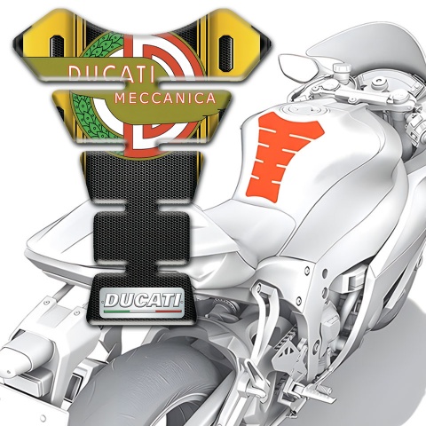 Ducati Tank Guard Pads Black Yellow Decoration with Modern Logo Style 