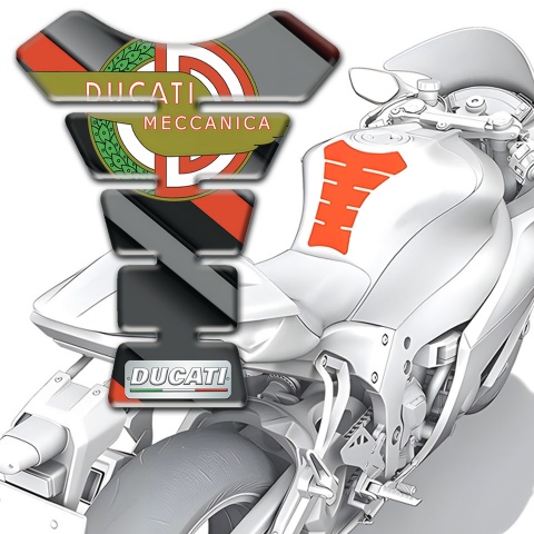 Ducati Tank Pad Motorbike Diagonal Orange Gray Decoration New Logo Style 