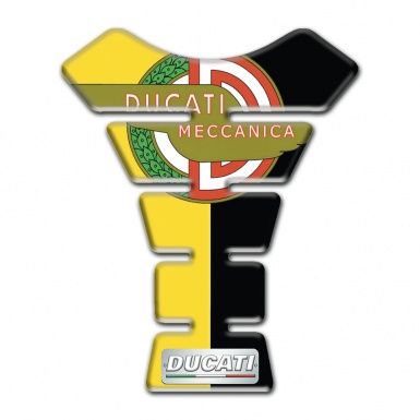 Ducati Tank Protector Yellow Black Halves Design with Modern Logo 