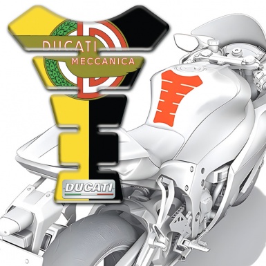 Ducati Tank Protector Yellow Black Halves Design with Modern Logo 