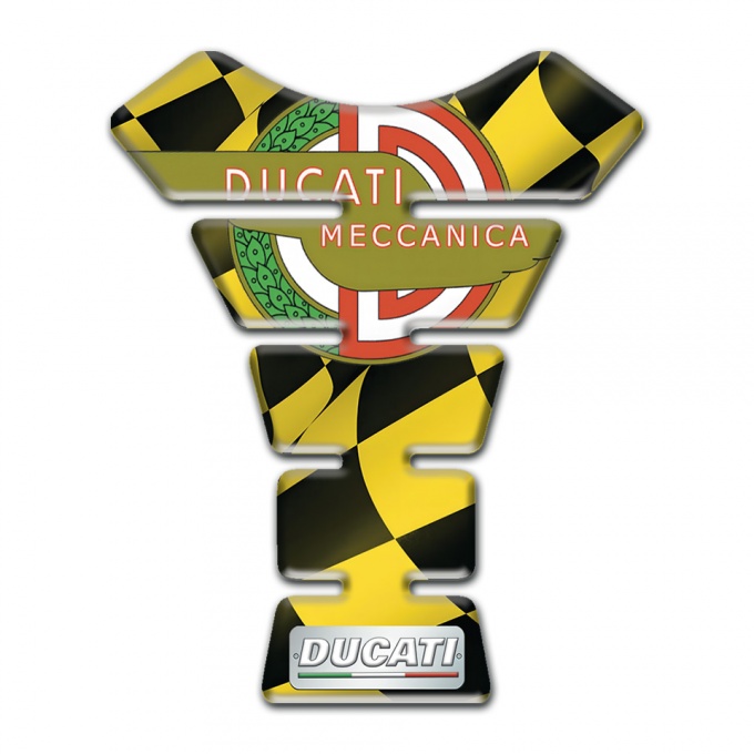 Ducati Tank Fuse Yellow Black Flag Effect with Modern Lohgo Style 