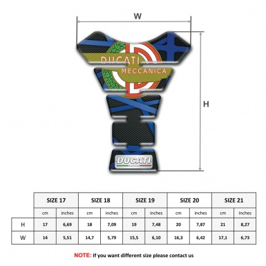 Ducati Tank Pad Motorbike Black with Blue Lines Base and New Logo Style 