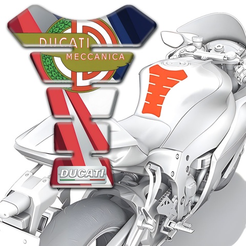 Ducati Tank Pad Motorbike Multicolor Decoration Meccanica Logo Style 