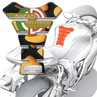 Ducati Tank Pad Motorbike Orange Black Zones Design with Meccanica Logo Edition 
