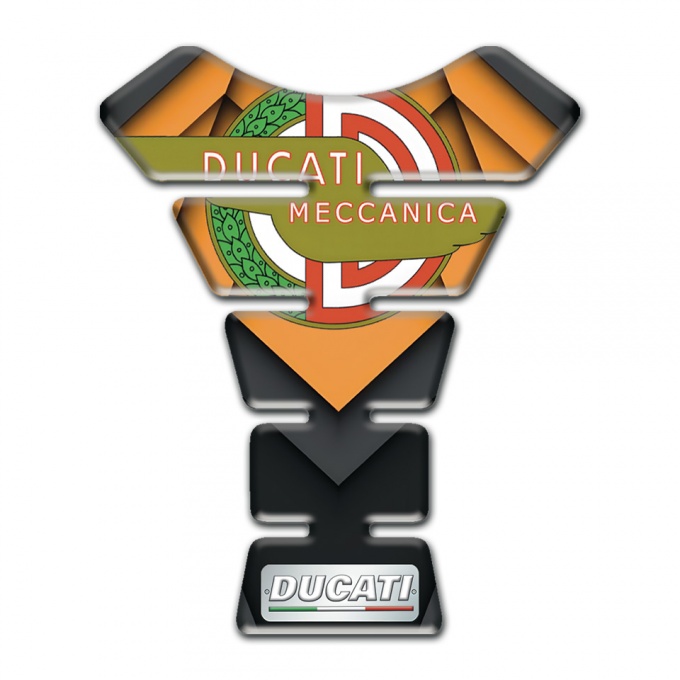 Ducati Tank Guard Pads Orange Black base Meccanica Lodo style 