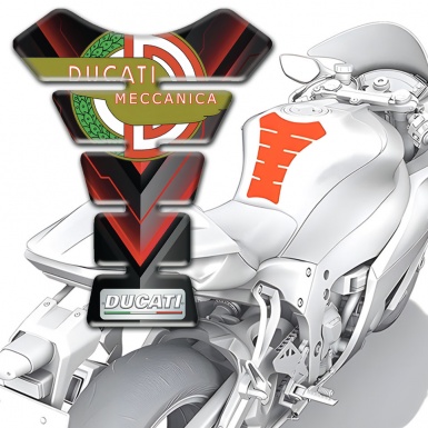 Ducati Tank Pad Motorbike Black base with Red Fragment Design 