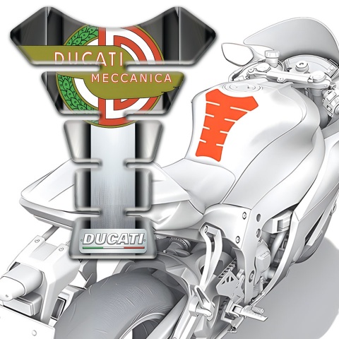 Ducati Tank Pad Motorbike Metal Effect Base Meccanica logo Style 