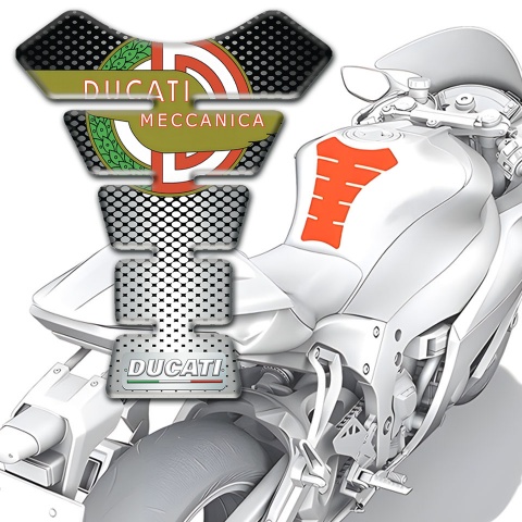 Ducati Tank Protector Silver Black Design Meccanica Logo Style 