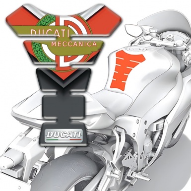 Ducati Tank Fuse Red Gray Base MEccanica Logo Design 