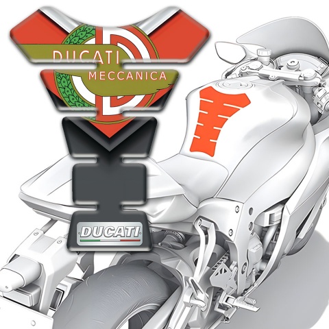 Ducati Tank Fuse Red Gray Base MEccanica Logo Design 