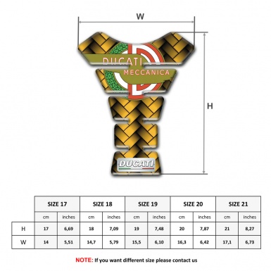 Ducati Tank Pad Motorbike Yellow Mosaic Design with Meccanica Logo Style 