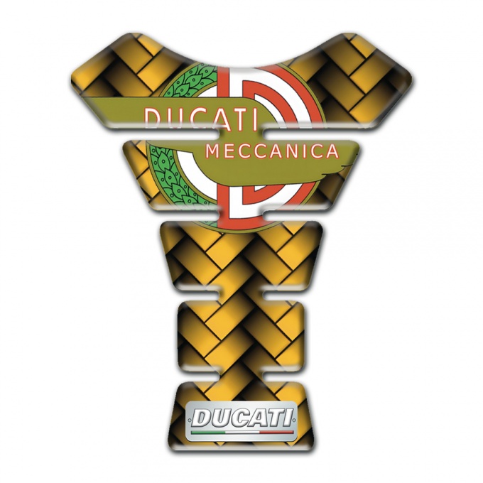 Ducati Tank Pad Motorbike Yellow Mosaic Design with Meccanica Logo Style 