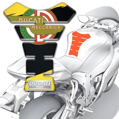 Ducati Tank Protector Yellow Black Print Base and Meccanica Logo Style 