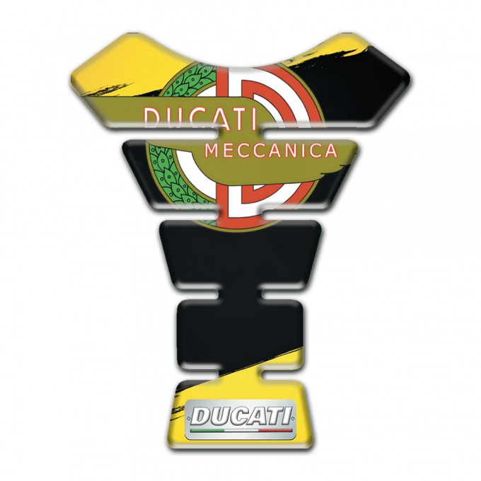Ducati Tank Protector Yellow Black Print Base and Meccanica Logo Style 