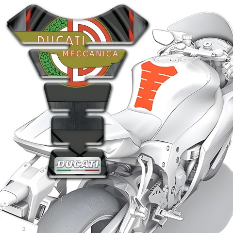 Ducati Tank Pad Motorbike Silicone Sticker Meccanica Logo Design 