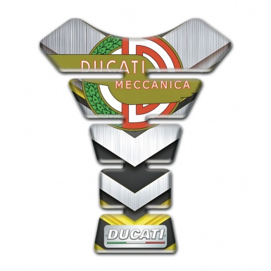 Ducati Tank Pad Protector Meccanica Logo Silver yellow Base 