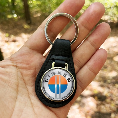 Karma Fisker Keychain Leather Silver Grey Honeycomb Ring Edition