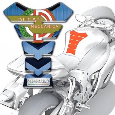 Ducati  Tank Pad Motorbike Dark and Light Blue Base and Modern Logo Meccanica Style 