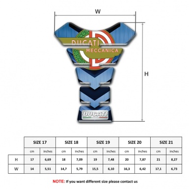 Ducati  Tank Pad Motorbike Dark and Light Blue Base and Modern Logo Meccanica Style 