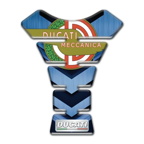 Ducati  Tank Pad Motorbike Dark and Light Blue Base and Modern Logo Meccanica Style 